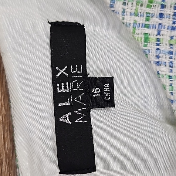 NWT Alex Marie Star Ivory Blue Green Tweed Cap Sleeve Knee Length Sheath Dress - Picture 12 of 16